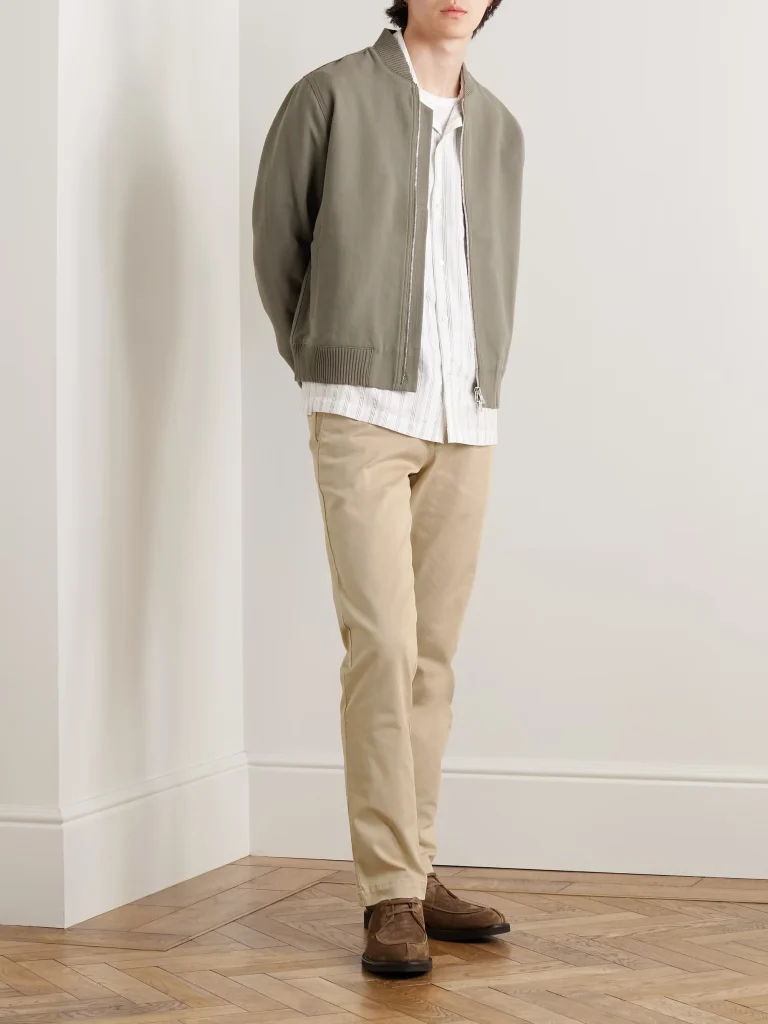 Straight-Leg Cotton-Blend Twill Drawstring Trousers