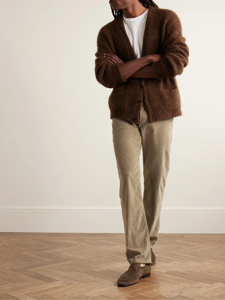 Slim-Fit Straight-Leg Cotton-Blend Corduroy Trousers