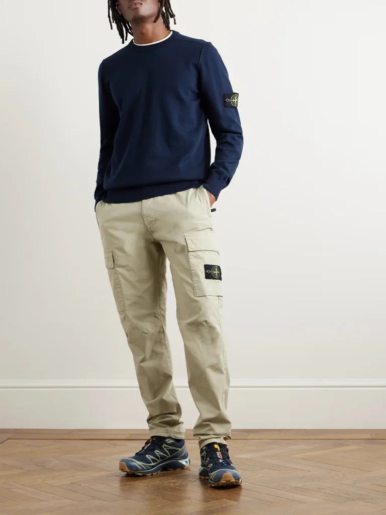 Straight-Leg Logo-Appliquéd Supima Cotton-Blend Cargo Trousers