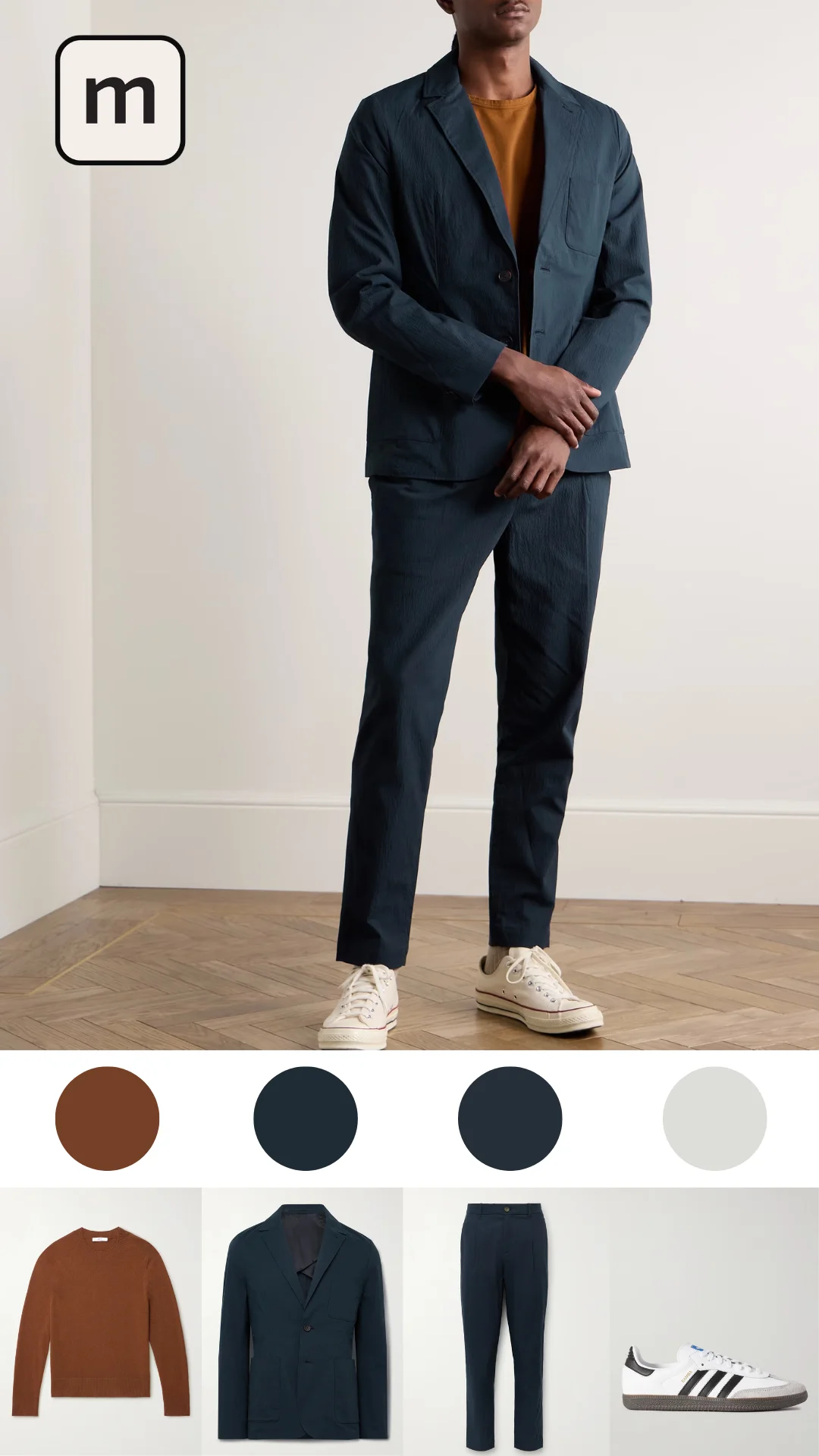 Brown Sweater with a Suit