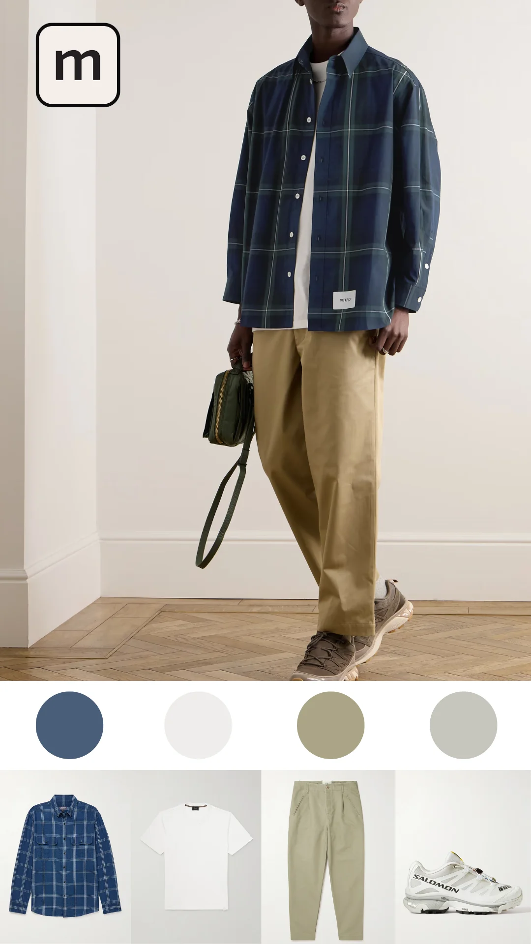 Navy Shirt with Chinos and Sneakers