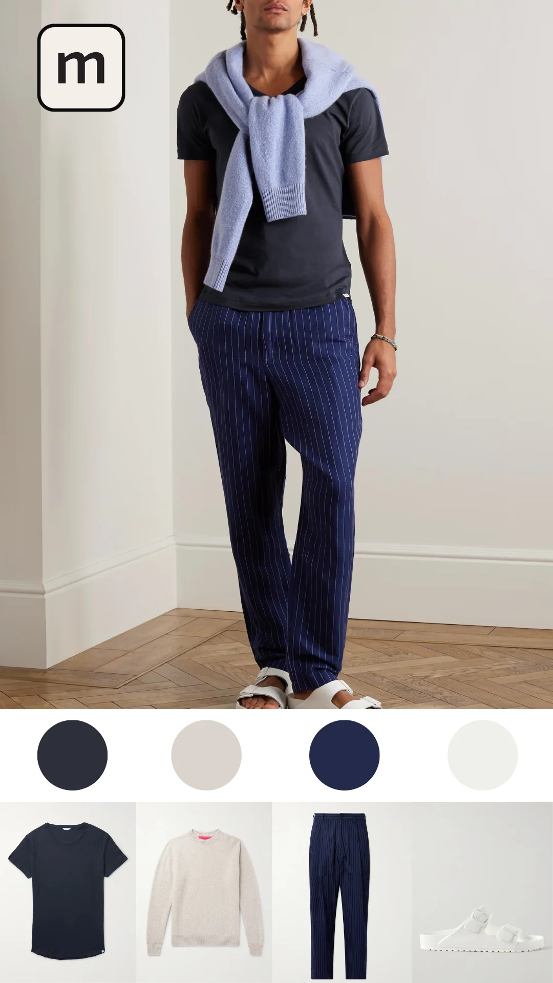 Patterned Pants with a Navy Shirt
