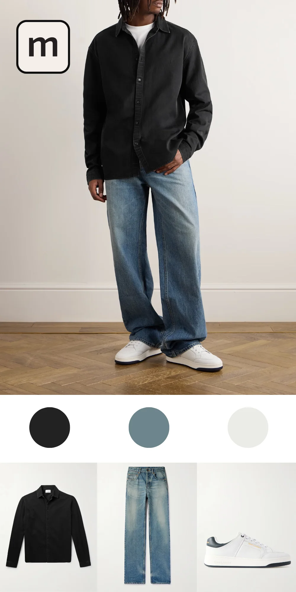 Black Denim Shirt Paired With Jeans