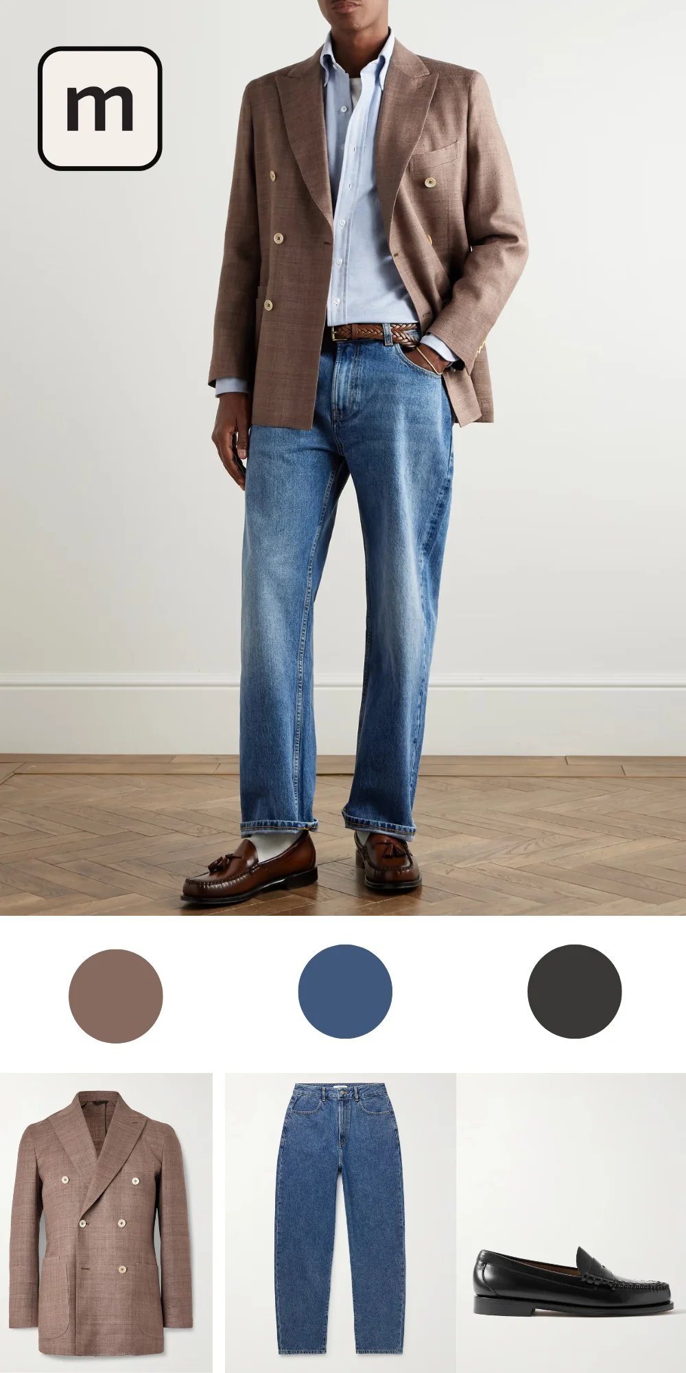 Brown or Tan Blazer with Jeans A Casual Twist