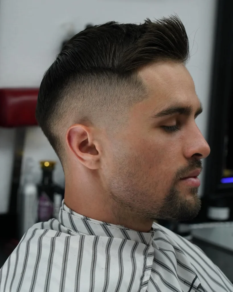 Mid Fade with Long Slick Back