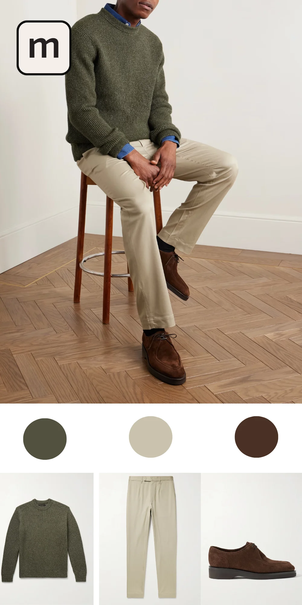 Green Sweater with Chinos