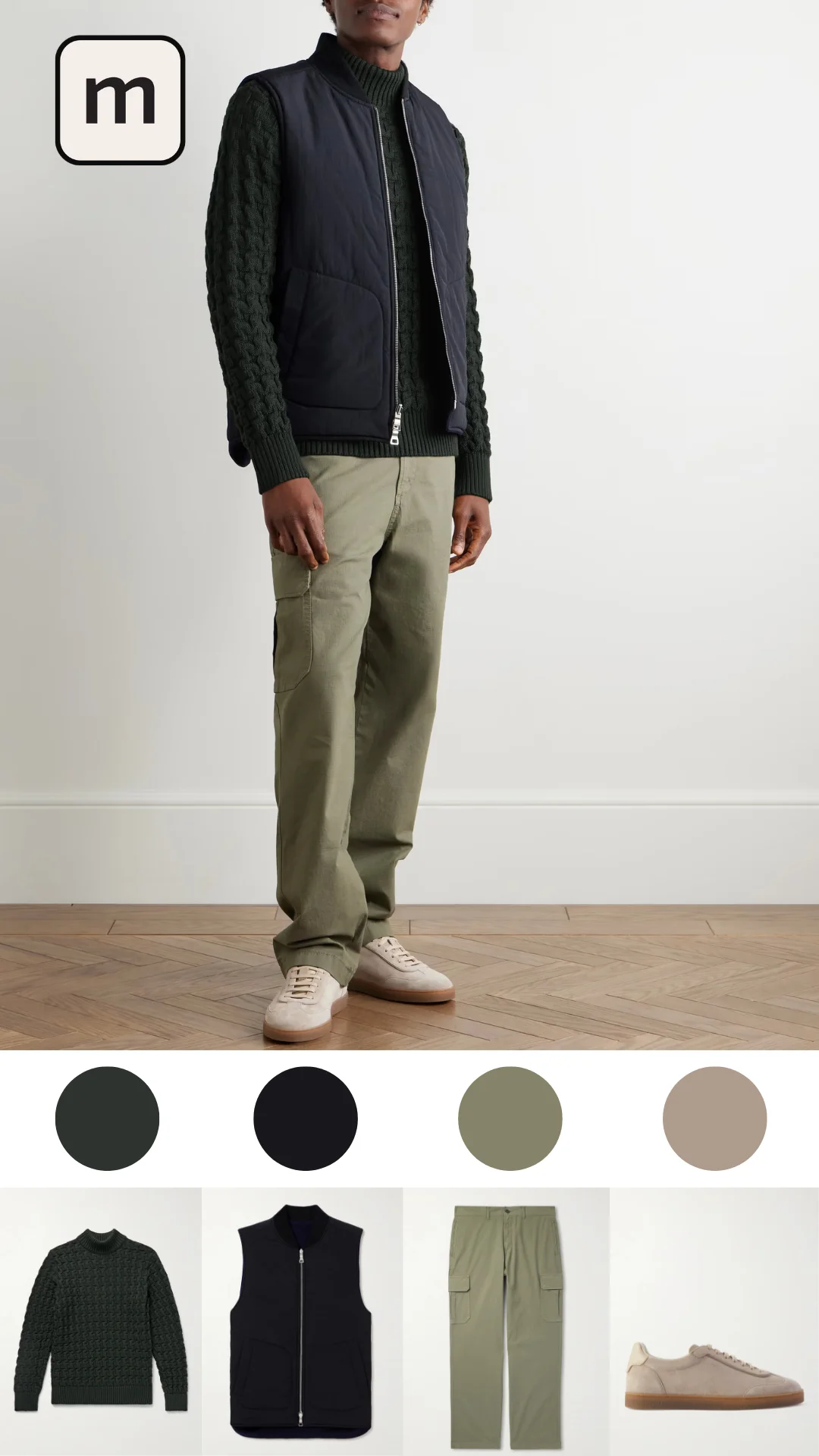Green Sweater with Khaki Pants