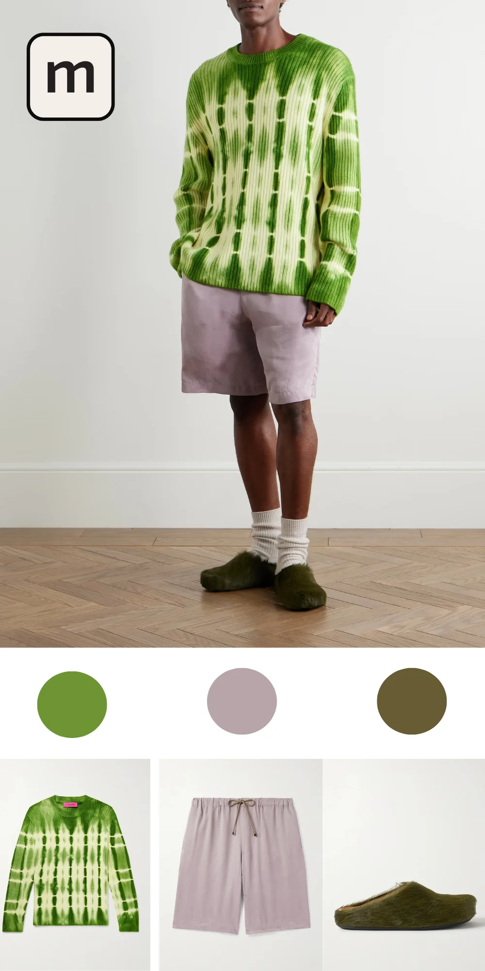 Spring and Summer Green Sweater Mens Outfit
