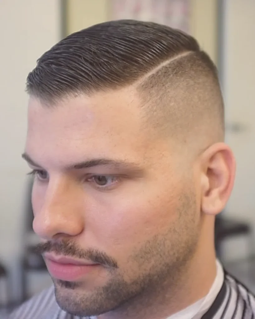 Peaky Blinders with a hard part line