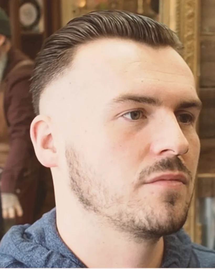 Peaky Blinders with a side part